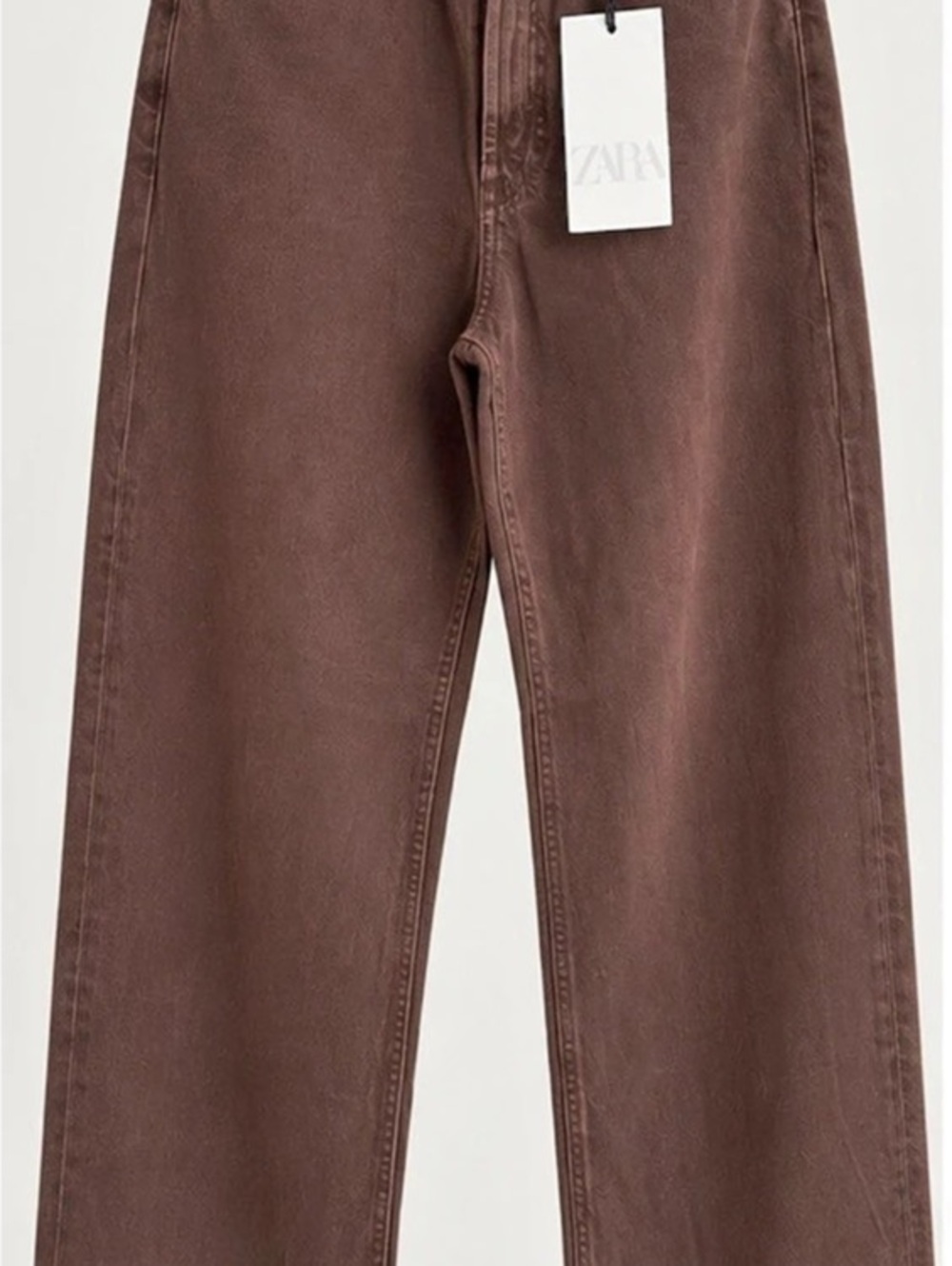 Zara TRF Folded Low-Rise Jeans Straight Leg Jeans Brown EU 38 NWT